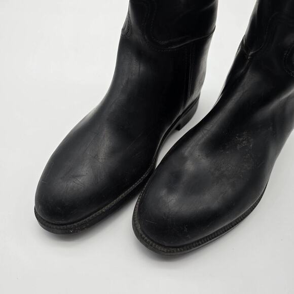 Aigle Black tall leather lined waterproof rain riding boots 41/9 - Picture 6 of 14